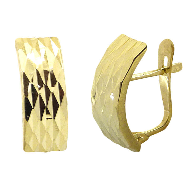 Pendientes medio aro tallado brillo oro 18k