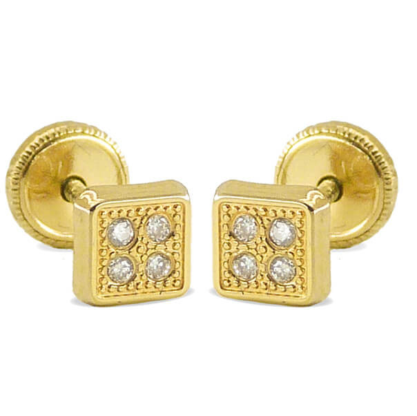 Pendientes cuadrados con 8 diamantes oro 18k