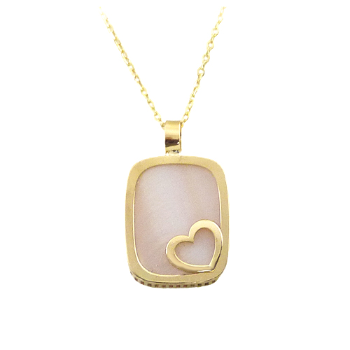 Gargantilla nácar rosa corazón oro 18k