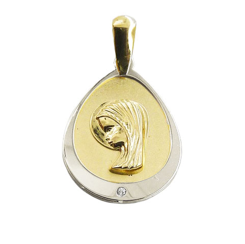 Medalla comunión matizada oval 17mm. oro 18k