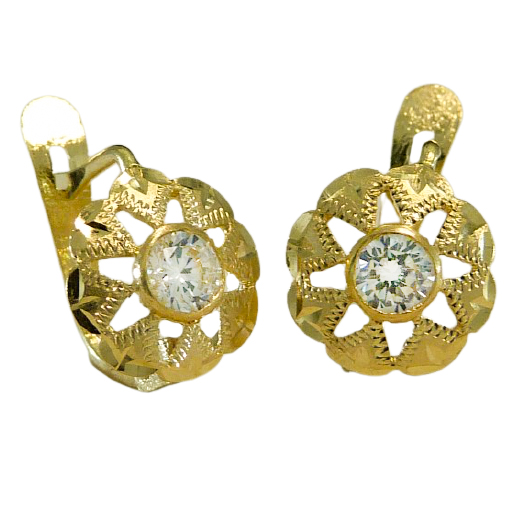 Pendientes cubanas con circonita oro 18k