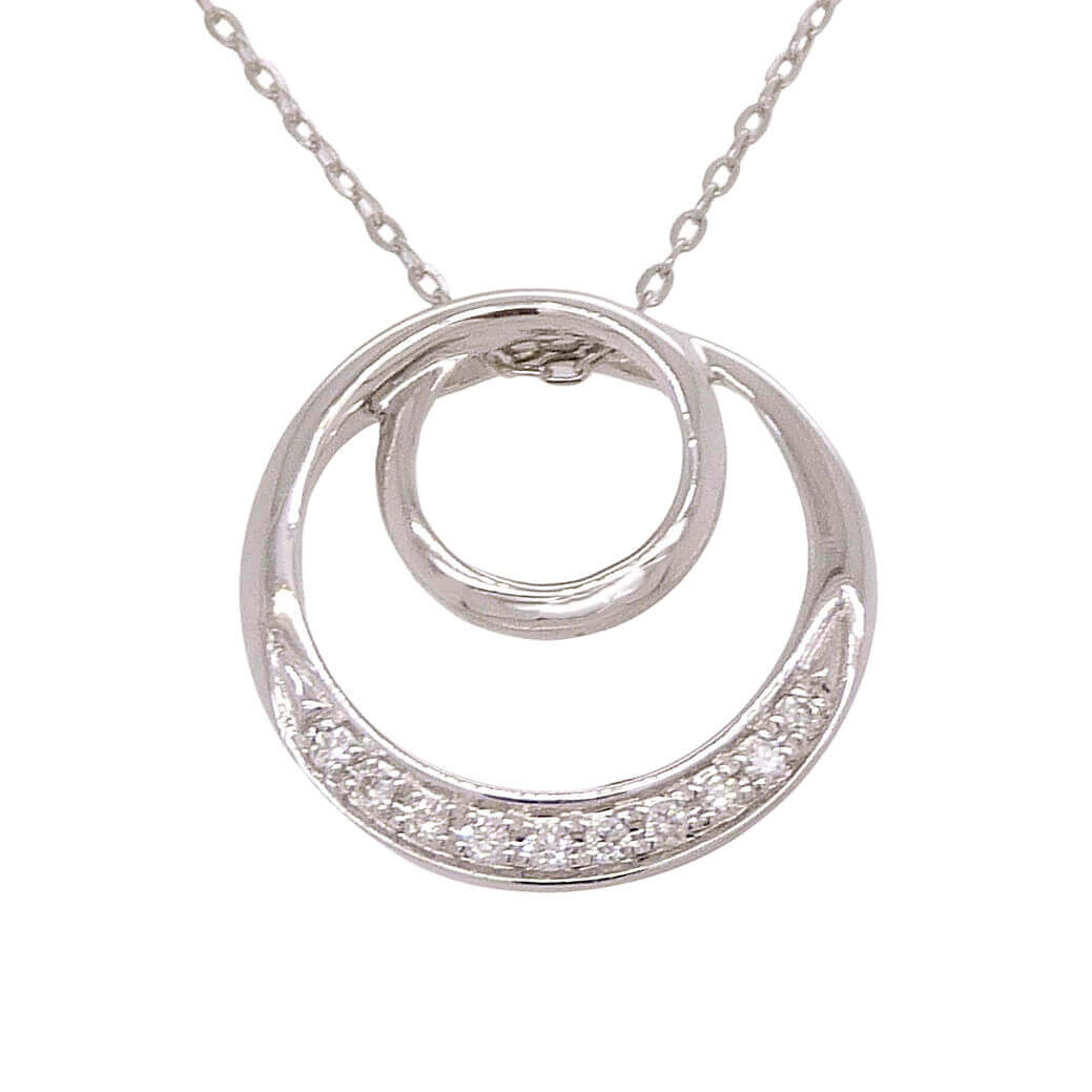 Gargantilla doble aro brillo diamantes oro blanco 18k