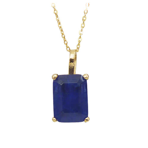 Gargantilla cuarzo rectangular color zafiro oro 18k