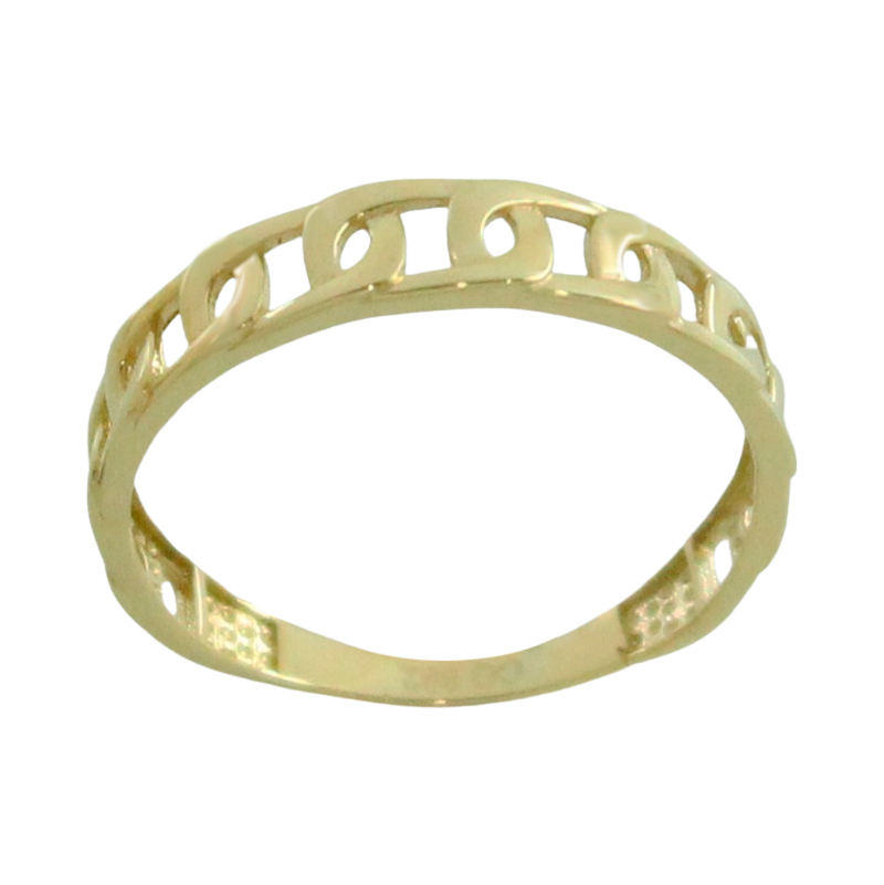 Sortija cadena brillo liso oro 18k