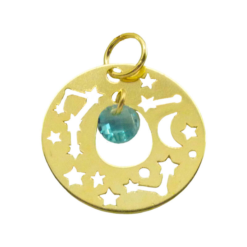 Colgante zodiaco piedra de color oro 18k