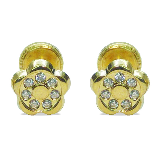 Pendientes flor con circonitas oro 18k