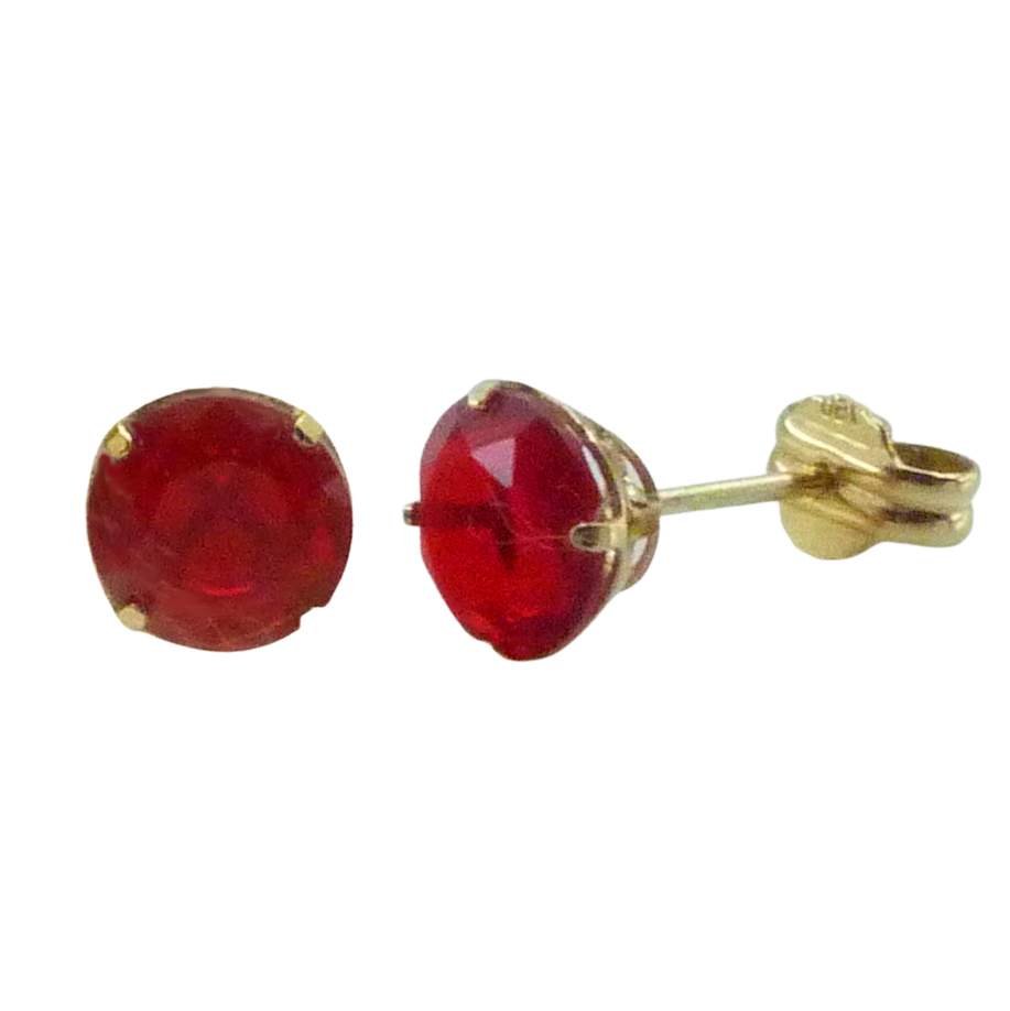 Pendientes piedra color rubí oro 18k