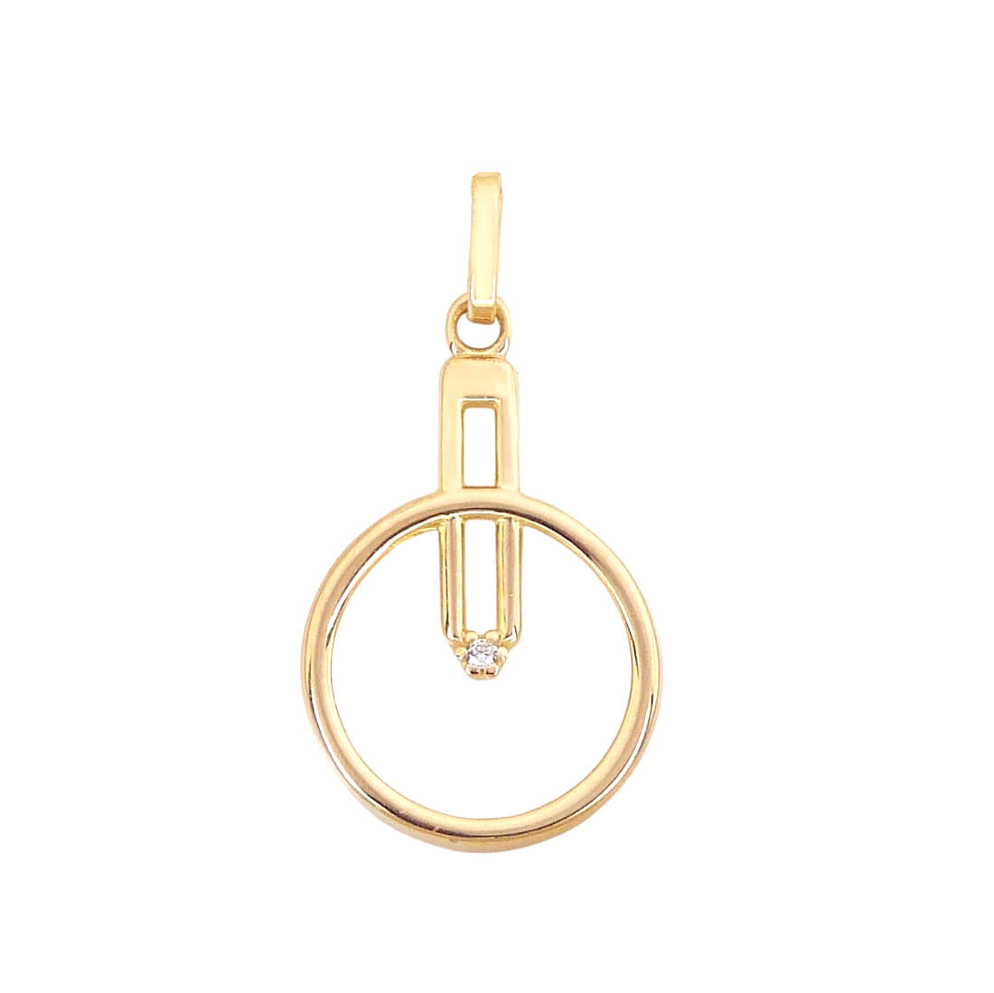 Colgante círculo brillo con circonita oro 18k
