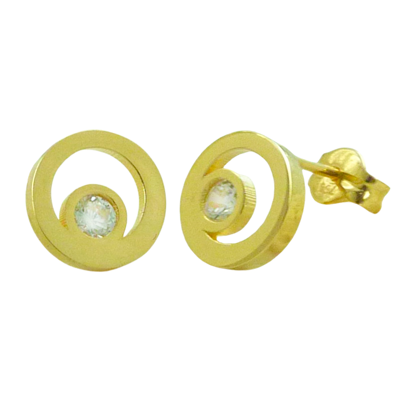 Pendientes circulo con circonita oro 18k
