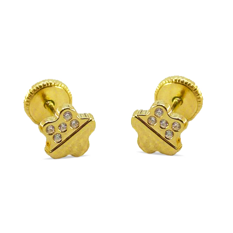 Pendientes flor con circonitas oro 18k