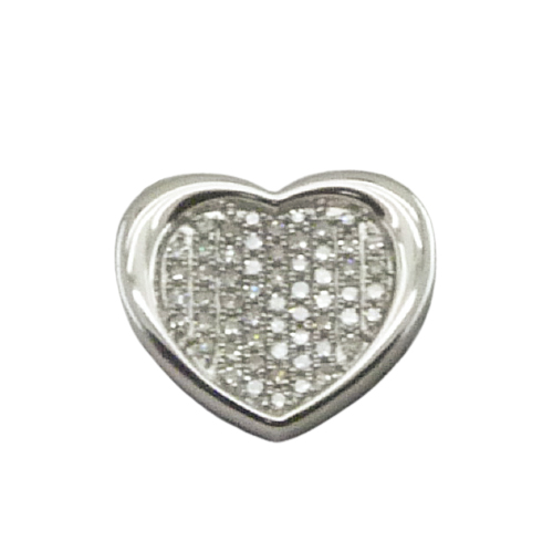 Colgante corazón en brillo espejo con brillantes oro blanco 18k