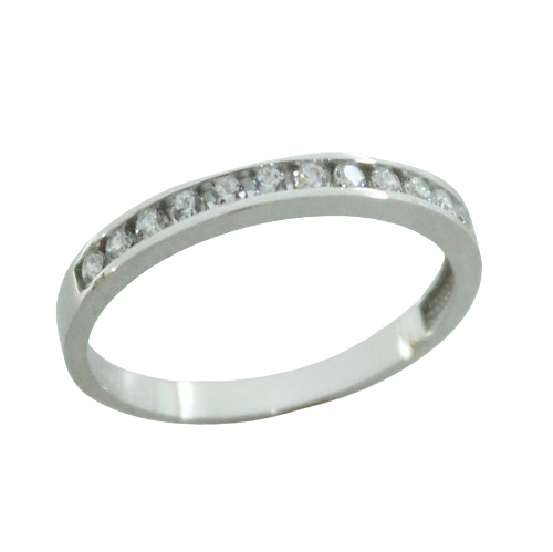 Anillo media alianza con circonitas oro blanco 18k