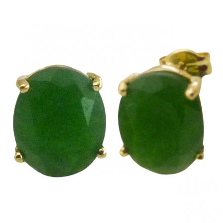 Pendientes garras piedra color esmeralda oval oro 18k