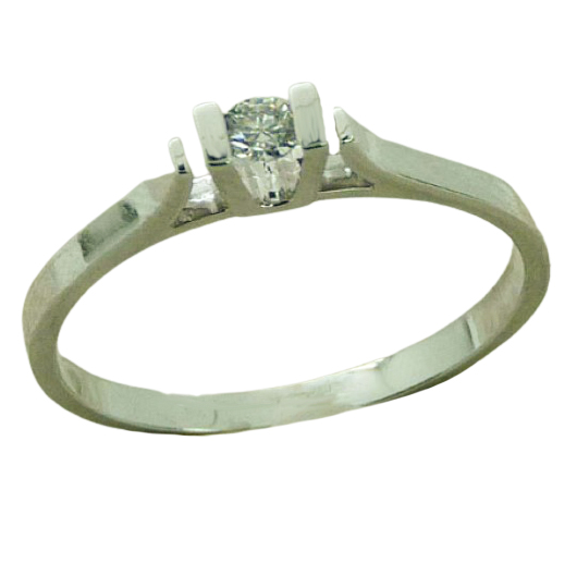 Anillo solitario brillo con diamante oro blanco 18k