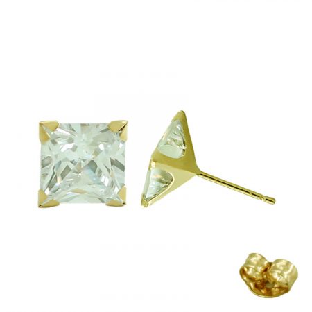 Pendientes "Beckham" carré medida 5x5mm.oro 18k