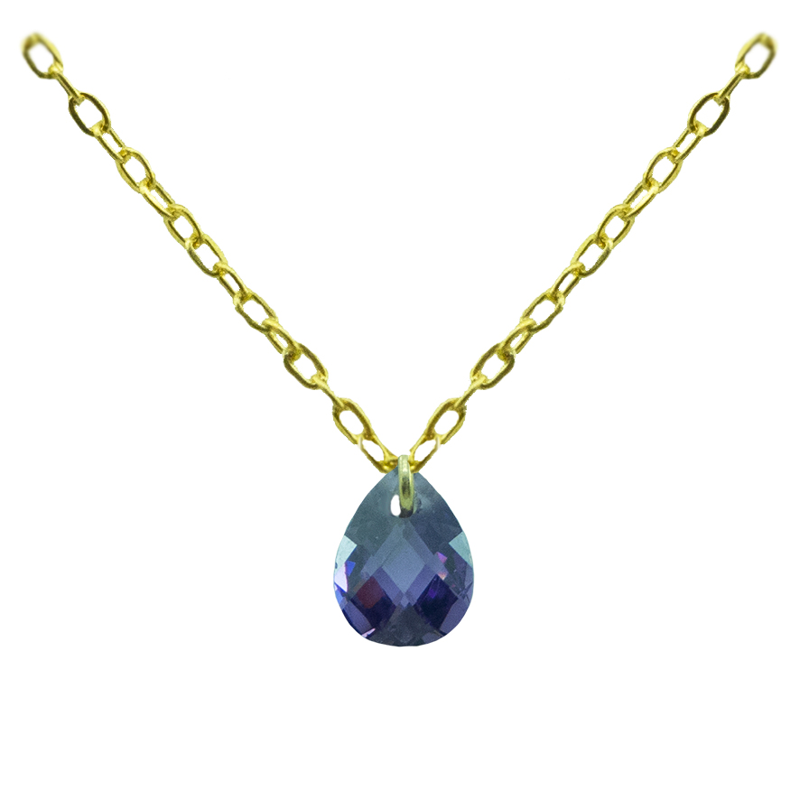 Gargantilla con circonita color amatista gota oro 18k