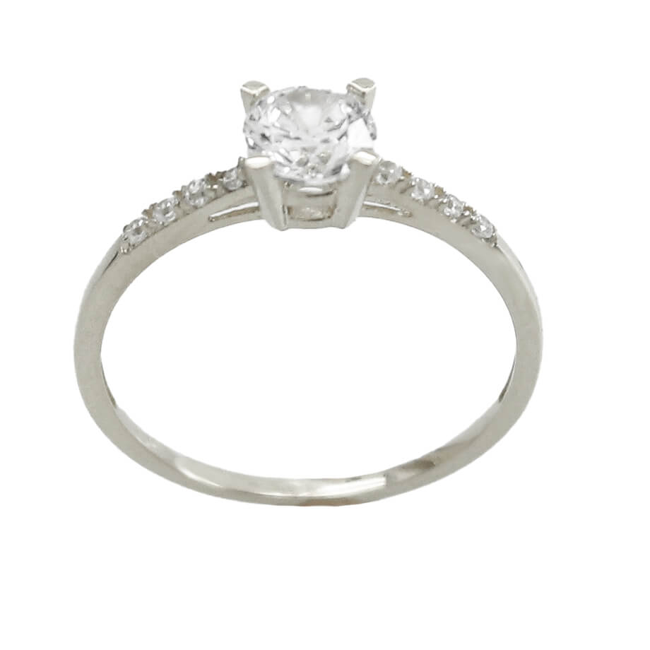Sortija oro blanco y circonitas oro 18k