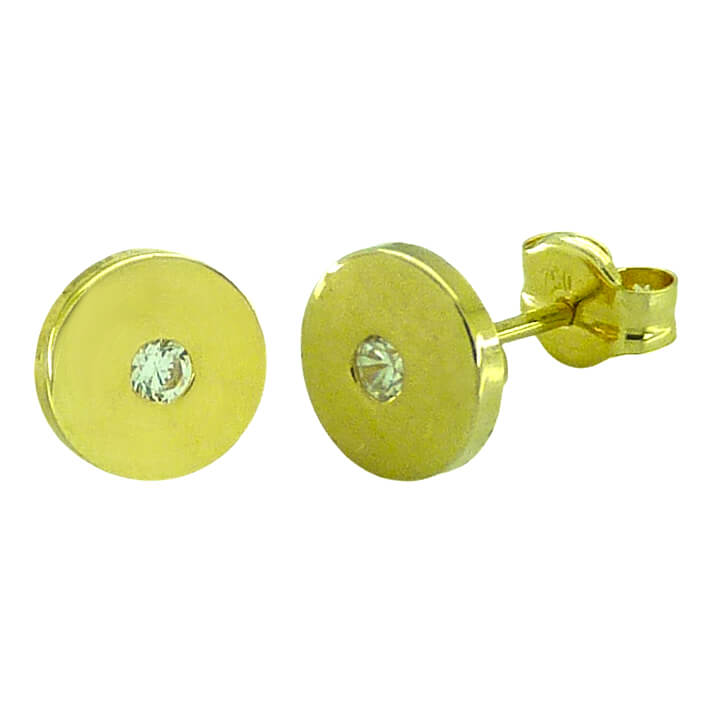 Pendientes redondos 7mm con circonita oro 18k