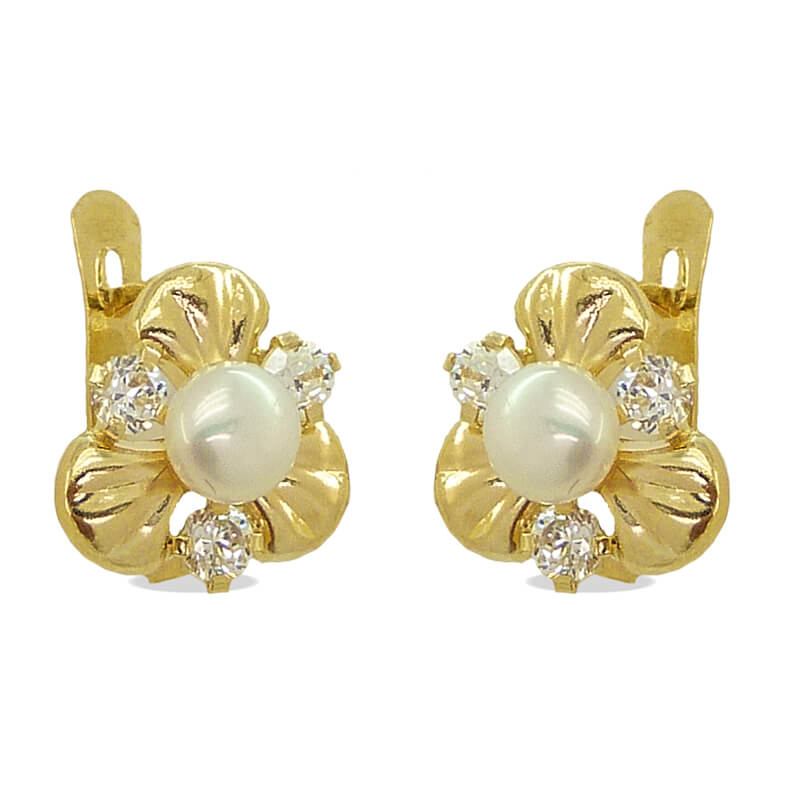 Pendientes circonitas y perlas oro 18k