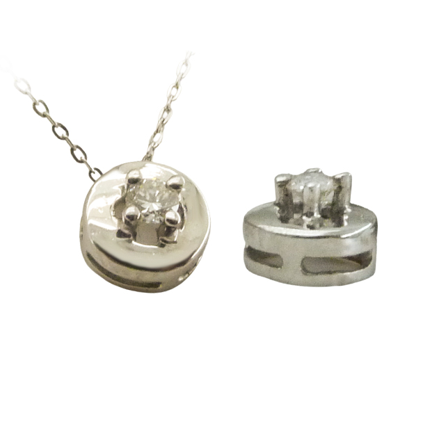 Gargantilla chatón brillo 4 garras con diamante oro blanco 18k