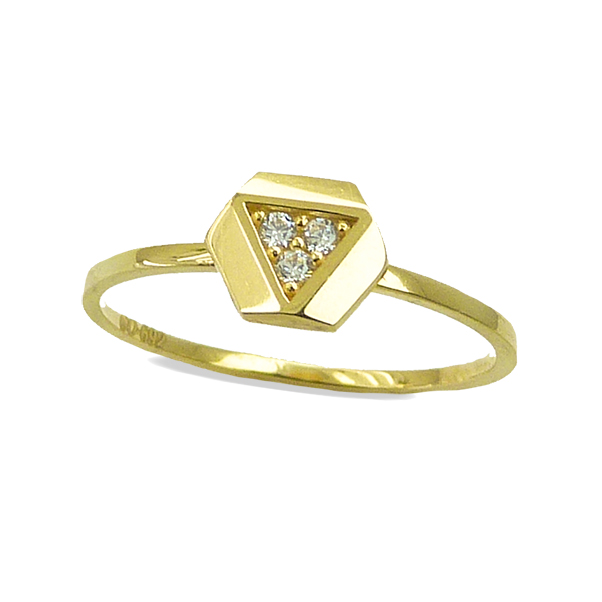 Anillo fino brillo circonitas con forma hexagonal oro 18k
