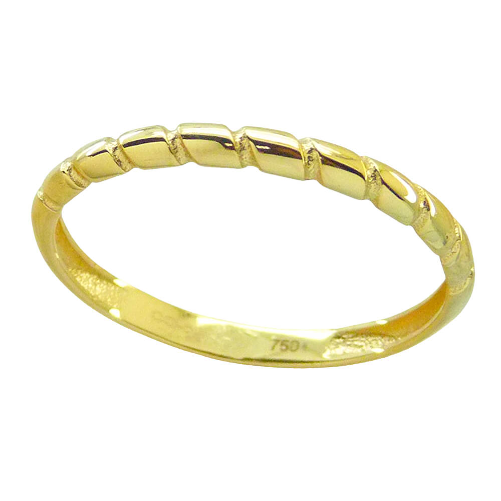 Anillo galloneado brillo liso oro 18k