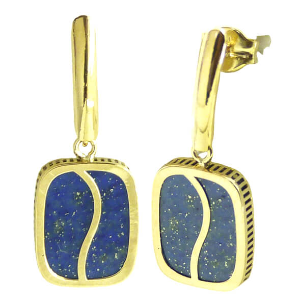 Pendientes barra brillo lapislázuli oro 18k
