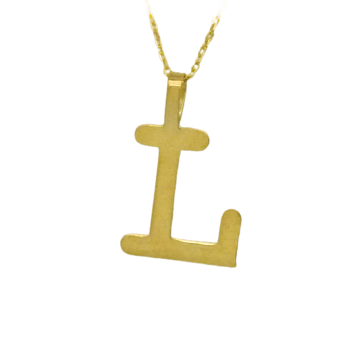 Gargantilla letra L lisa brillo oro 18k