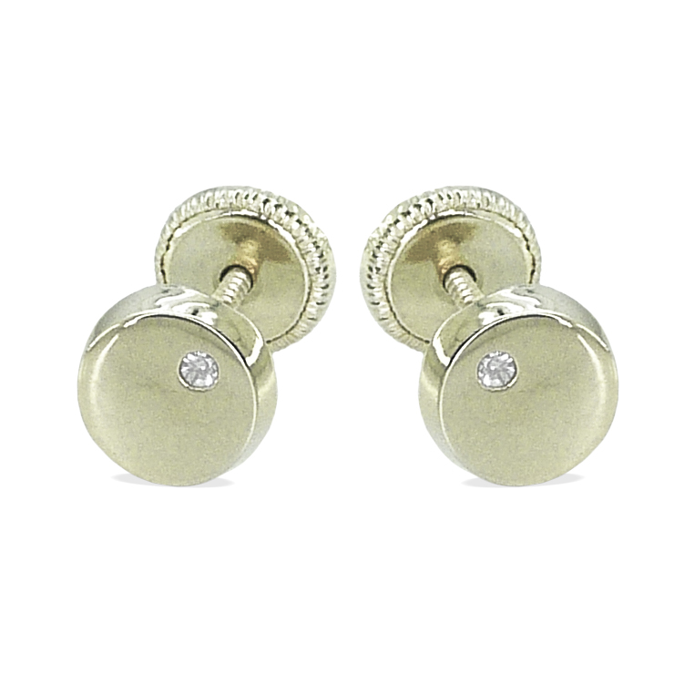 Pendientes redondos con circonita oro blanco 18k