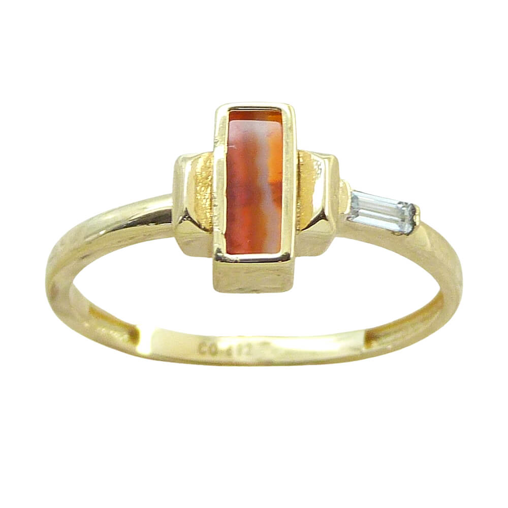 Anillo ágata y piedra rectangular oro 18k