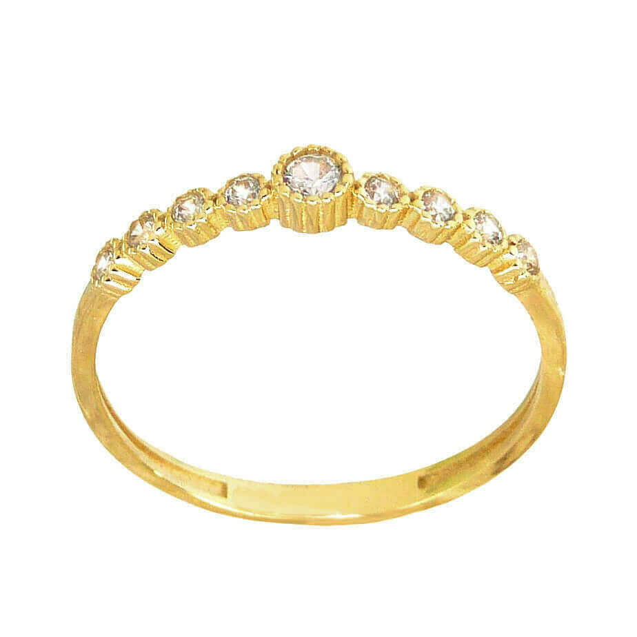 Anillo con banda de circonitas brillo oro 18k