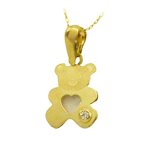 Gargantilla osito corazón nácar y circonita oro 18k