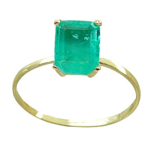Anillo cuarzo rectangular color esmeralda oro 18k
