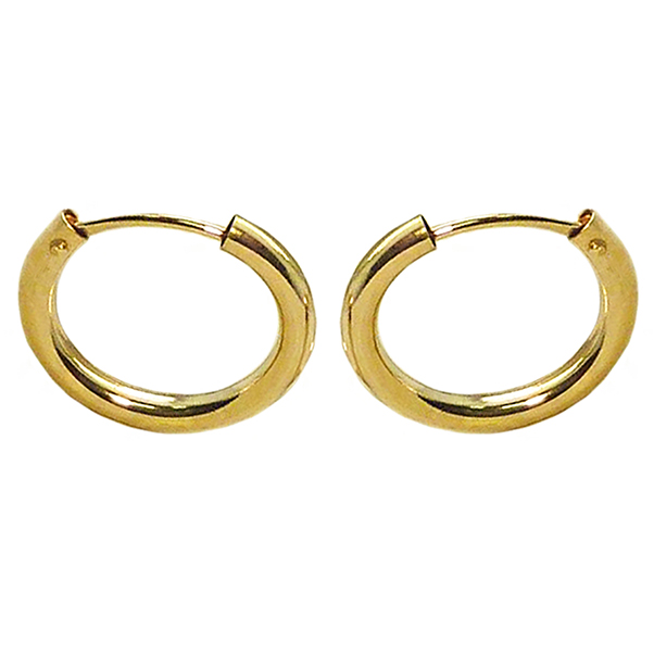 Pendientes aro de tubo brillo liso medida de 11x1'5mm.oro 18k
