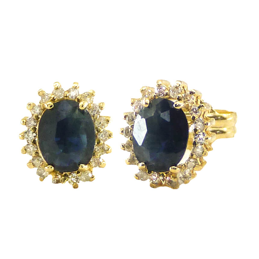Pendientes zafiro y diamantes oro 18k