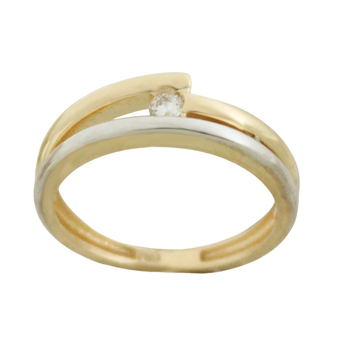 Solitario bicolor brillo con circonita oro 18k