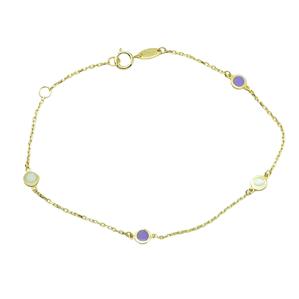 Pulsera piezas redondas de esmalte oro 18k
