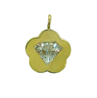 Colgante con forma de flor y circonita oro 18k