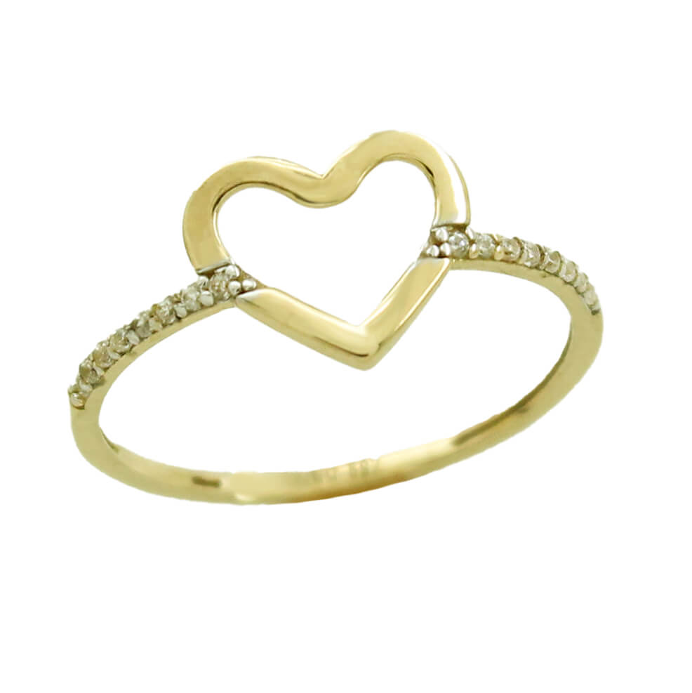 Sortija corazón de con circonitas oro 18k