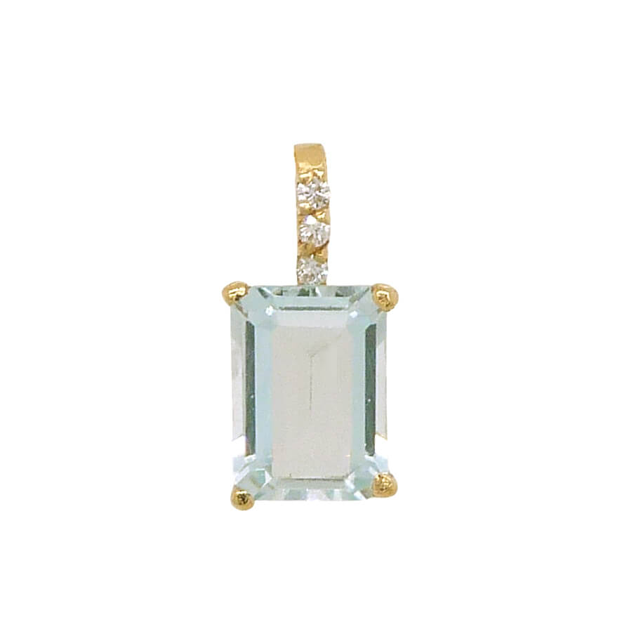 Colgante aguamarina 4 garras y diamantes oro 18k