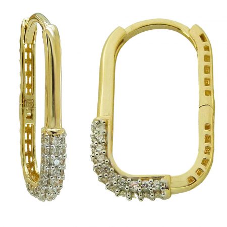 Pendientes aro diseño con circonitas 20mm. oro 18k