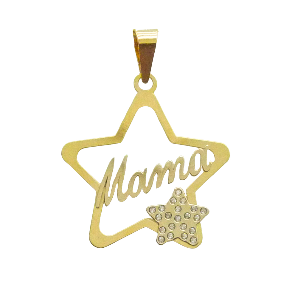 colgante estrella "mamá" con circonitas oro 18k