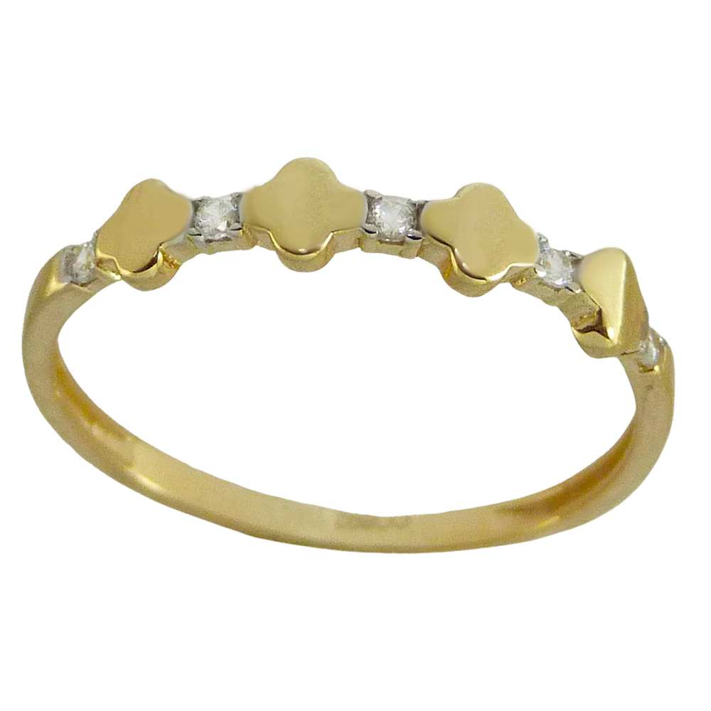 Anillo fino brillo flores y circonitas oro 18k