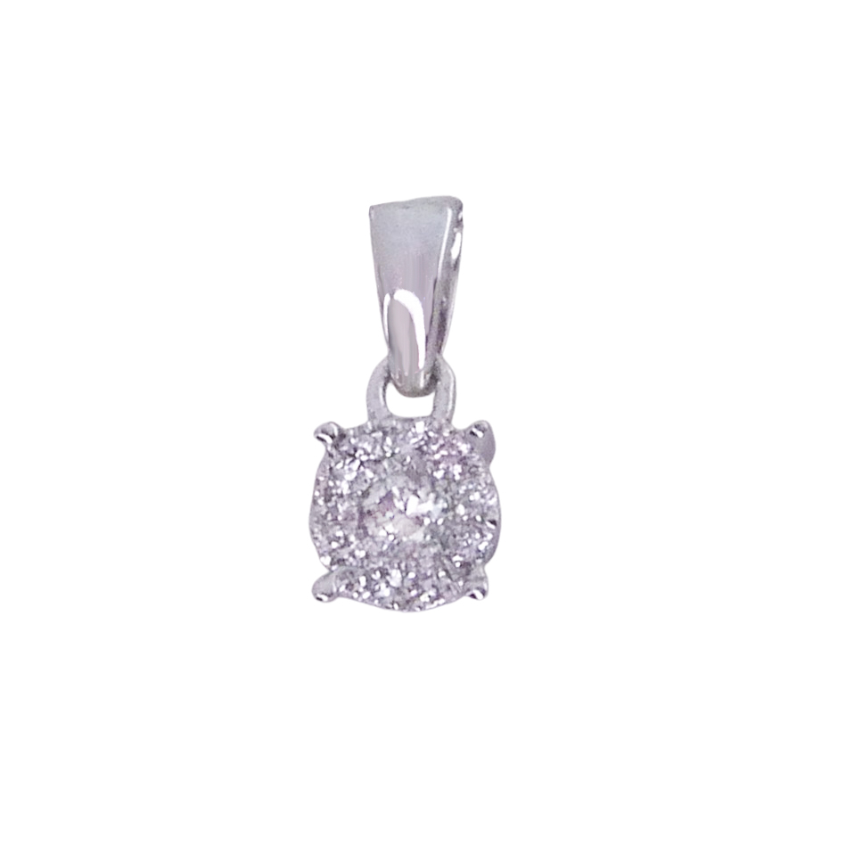 Colgante redondo 5x5mm 1 brillante 0.034 ct, 9 0.046 ct H-SI.