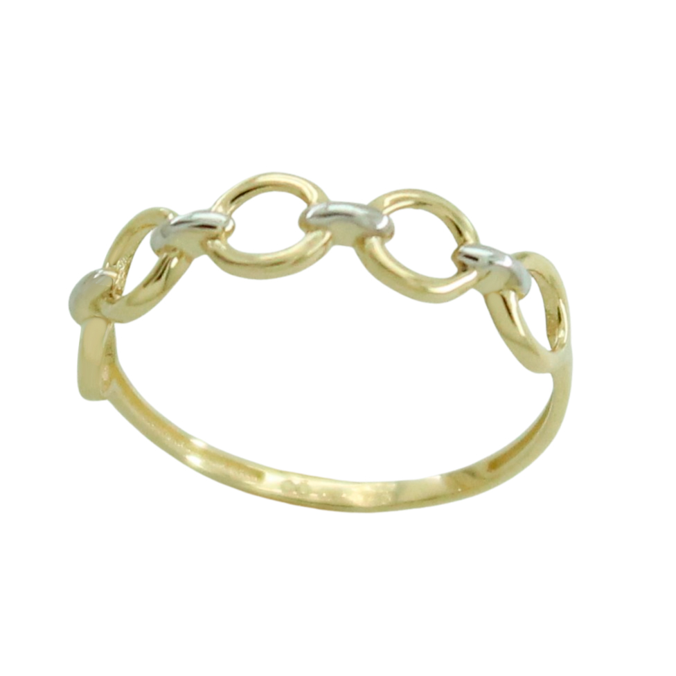 Sortija eslabones bicolor brillo oro 18k