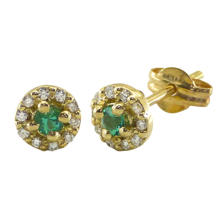 Pendientes esmeraldas y diamantes oro 18k