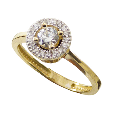 Anillo brillo liso con circonitas oro 18k