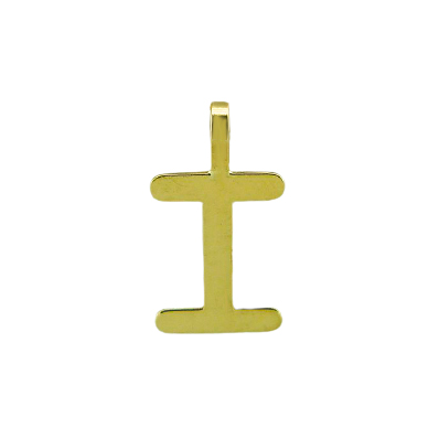 Colgante letra I lisa brillo oro 18k