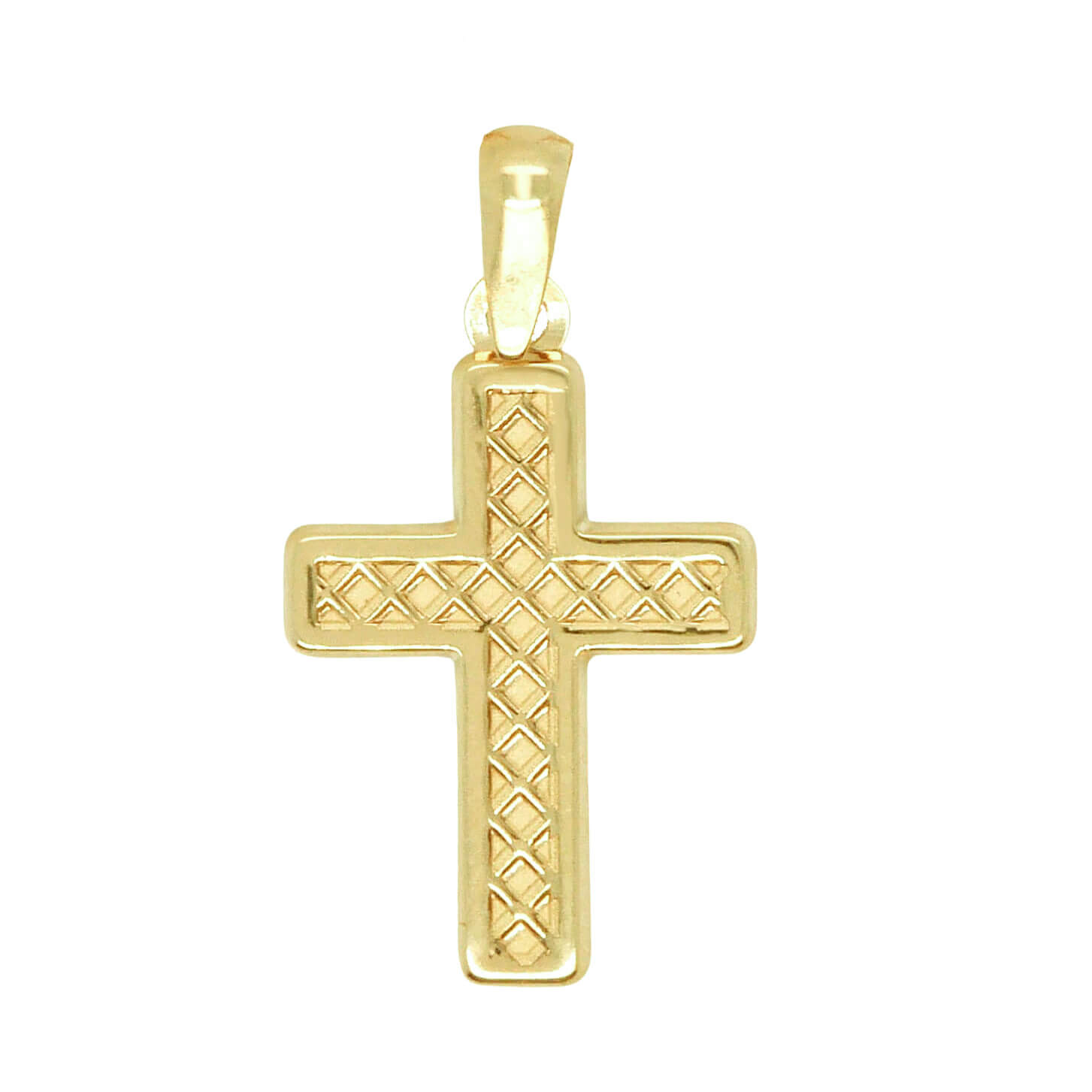 Colgante cruz de rejilla oro 18k