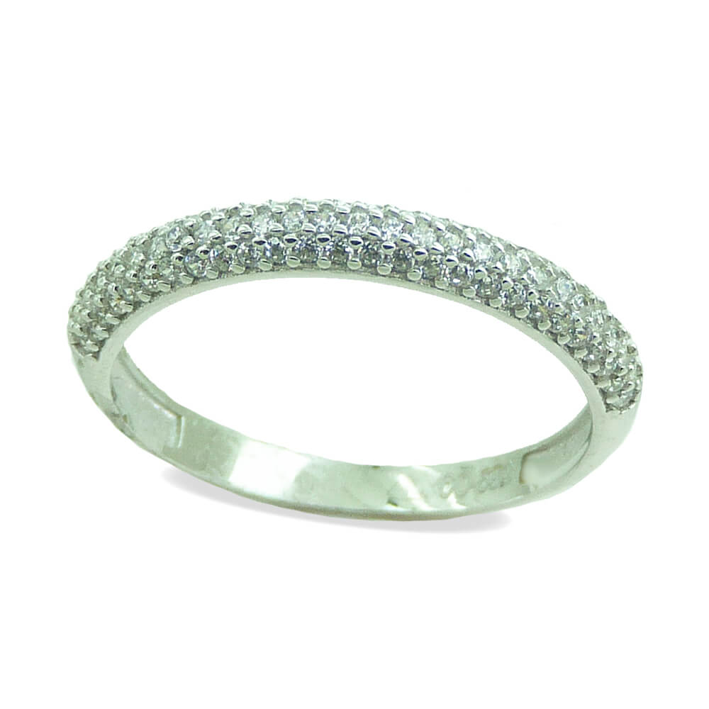 Anillo circonitas oro blanco 18k